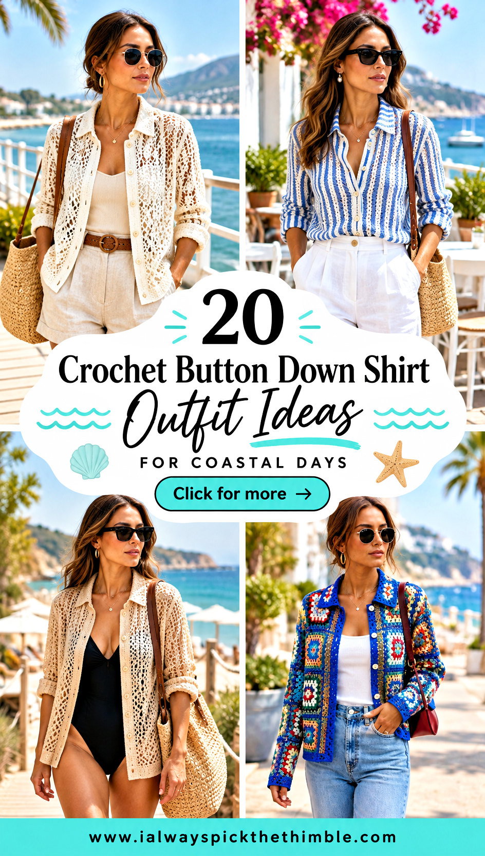 20 Crochet Button Down Shirt Outfit Ideas for Coastal Days - 20 Crochet Button Down Shirt Outfit Ideas for Coastal Days