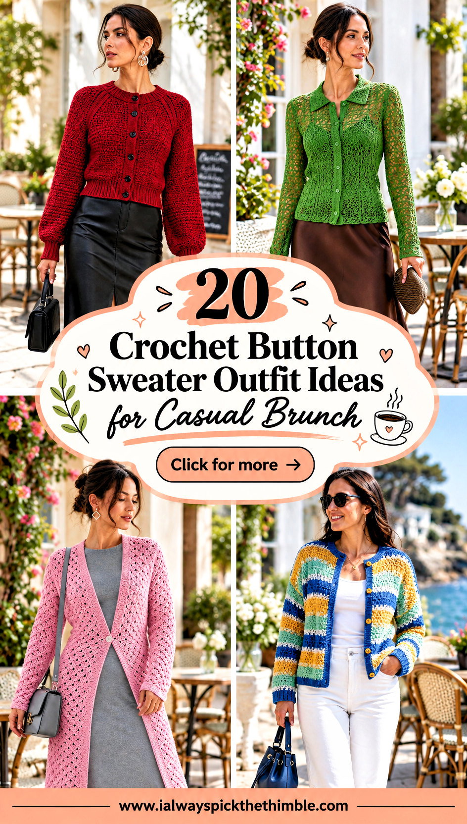 20 Crochet Button Sweater Outfit Ideas for Casual Brunch - 20 Crochet Button Sweater Outfit Ideas for Casual Brunch