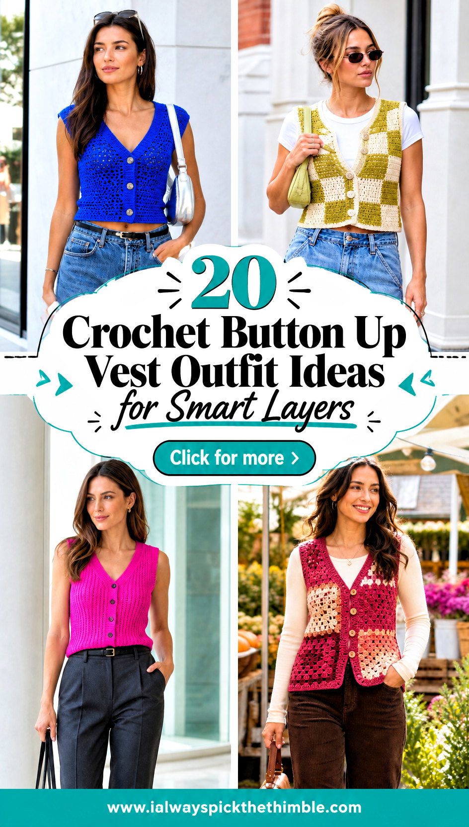 20 Crochet Button Up Vest Outfit Ideas for Smart Layers - 20 Crochet Button Up Vest Outfit Ideas for Smart Layers