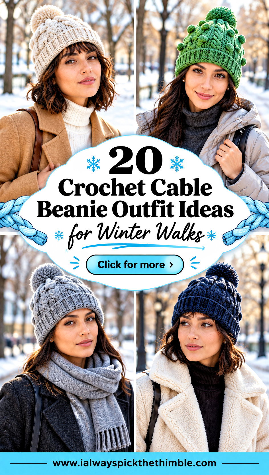 20 Crochet Cable Beanie Outfit Ideas for Winter Walks - 20 Crochet Cable Beanie Outfit Ideas for Winter Walks