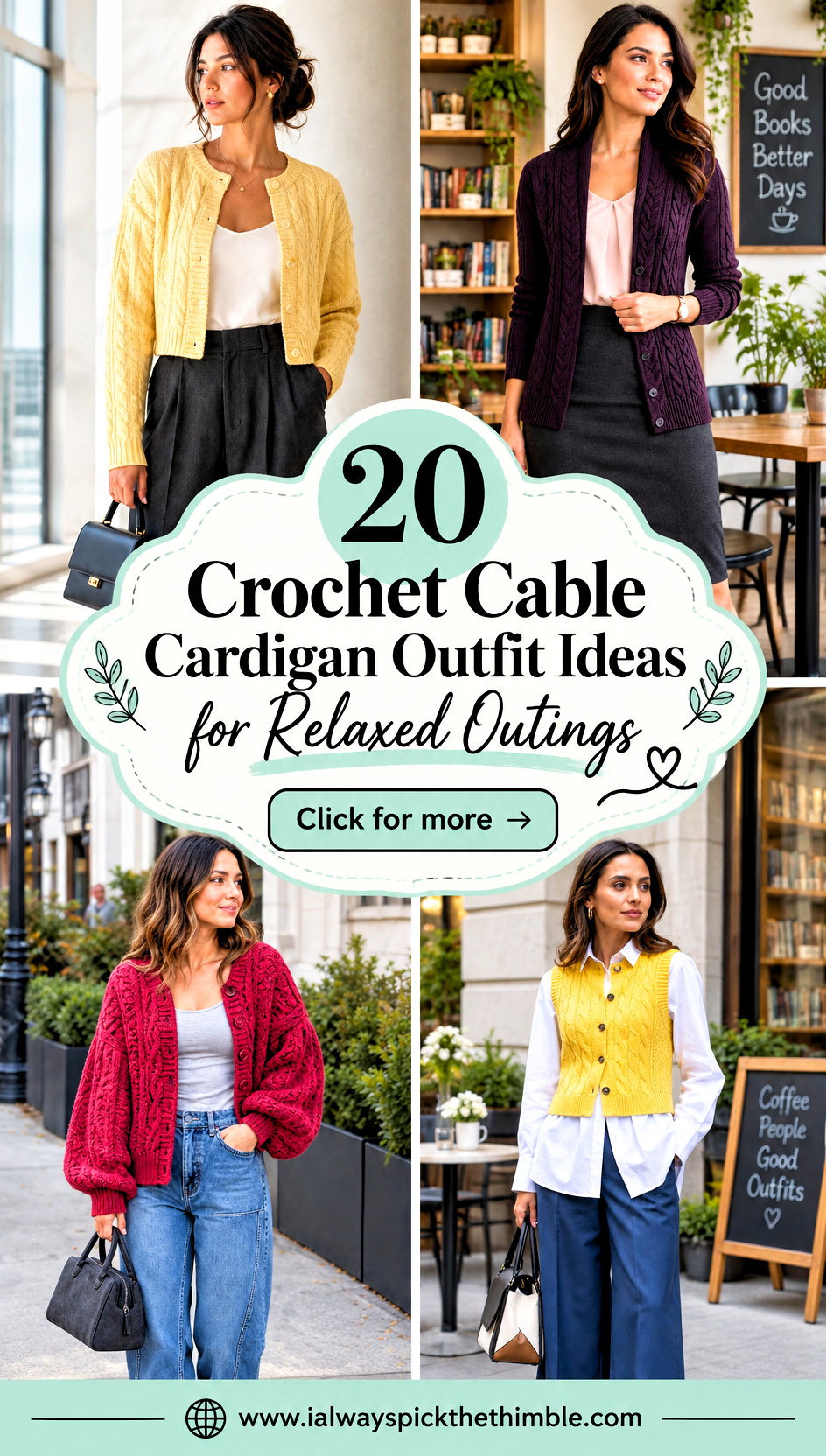 20 Crochet Cable Cardigan Outfit Ideas for Relaxed Outings - 20 Crochet Cable Cardigan Outfit Ideas for Relaxed Outings