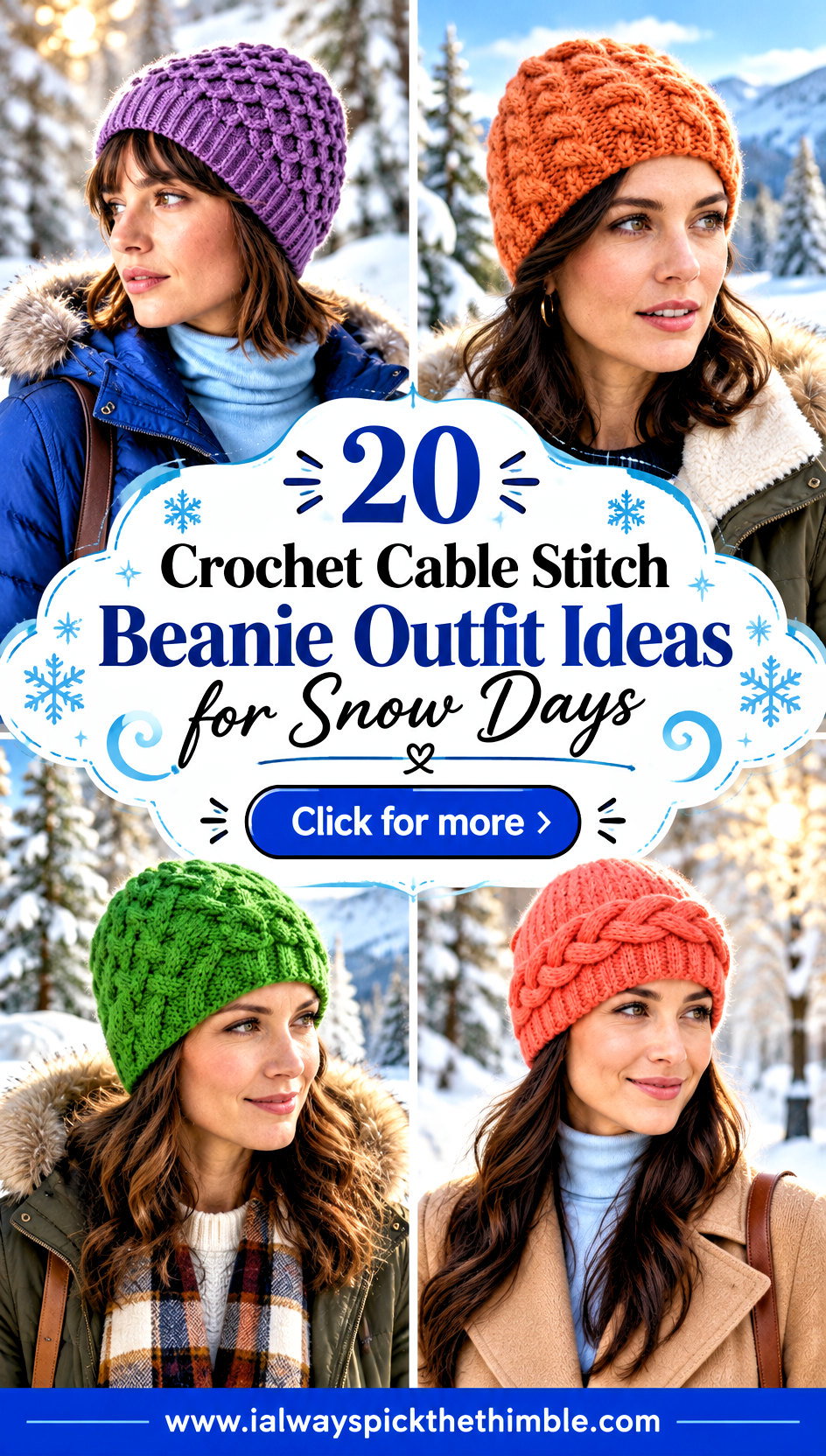 20 Crochet Cable Stitch Beanie Outfit Ideas for Snow Days - 20 Crochet Cable Stitch Beanie Outfit Ideas for Snow Days