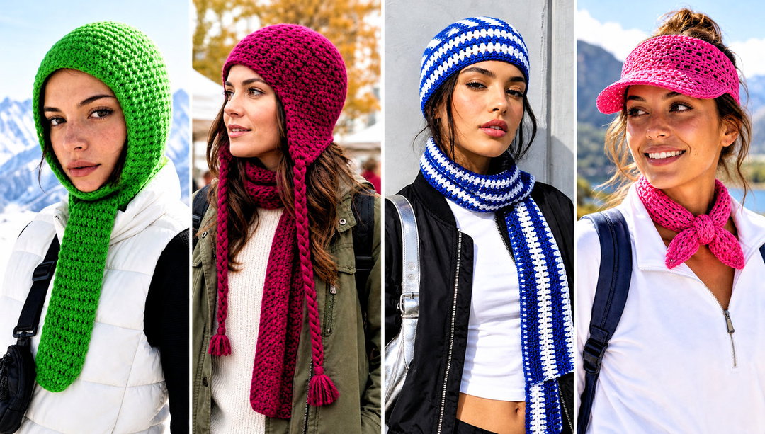 20 Crochet Cap Scarf Outfit Ideas for Winter Walks