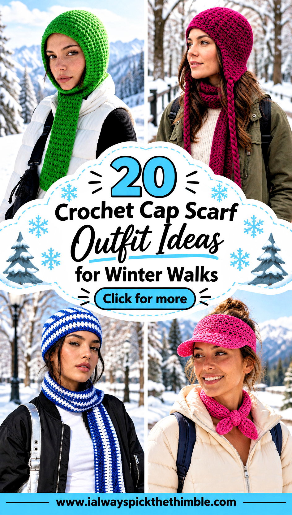 20 Crochet Cap Scarf Outfit Ideas for Winter Walks - 20 Crochet Cap Scarf Outfit Ideas for Winter Walks