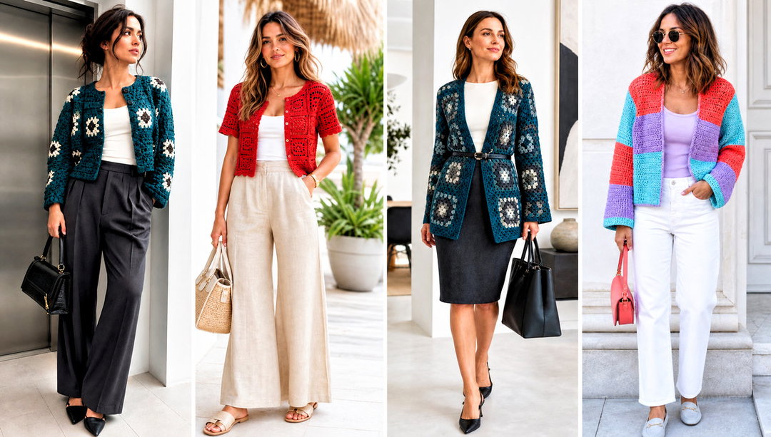 20 Crochet Cardigan from Square Outfit Ideas for Fall