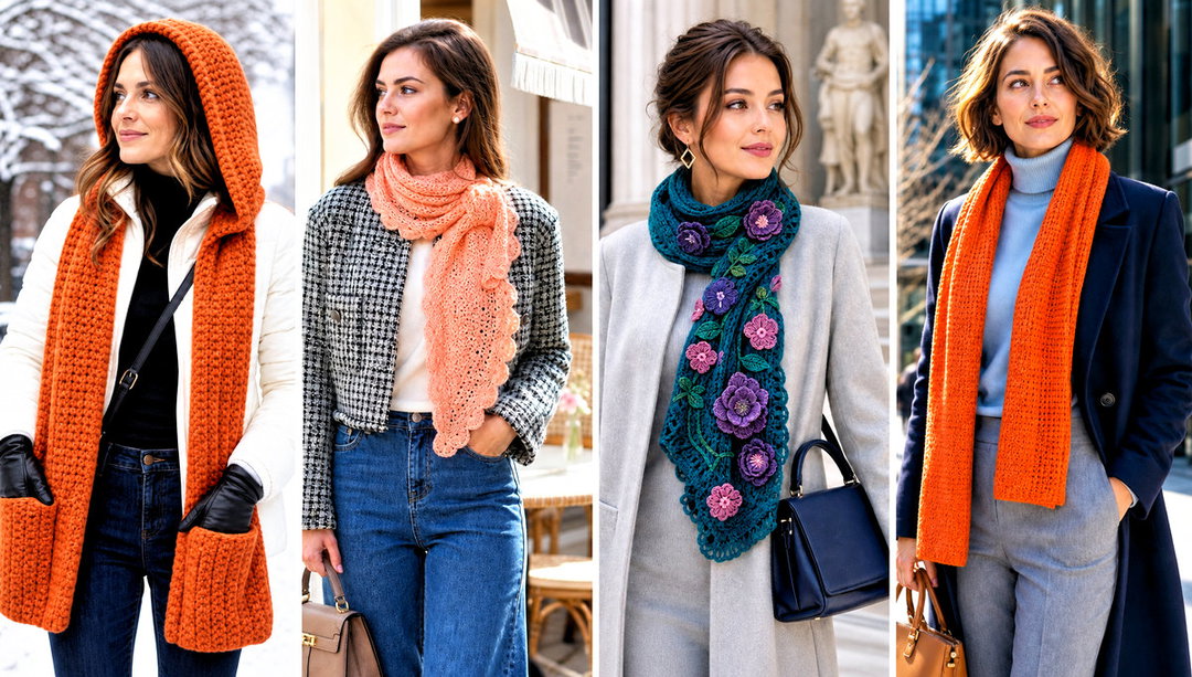 20 Crochet Cashmere Scarf Outfit Ideas for Polished Layers