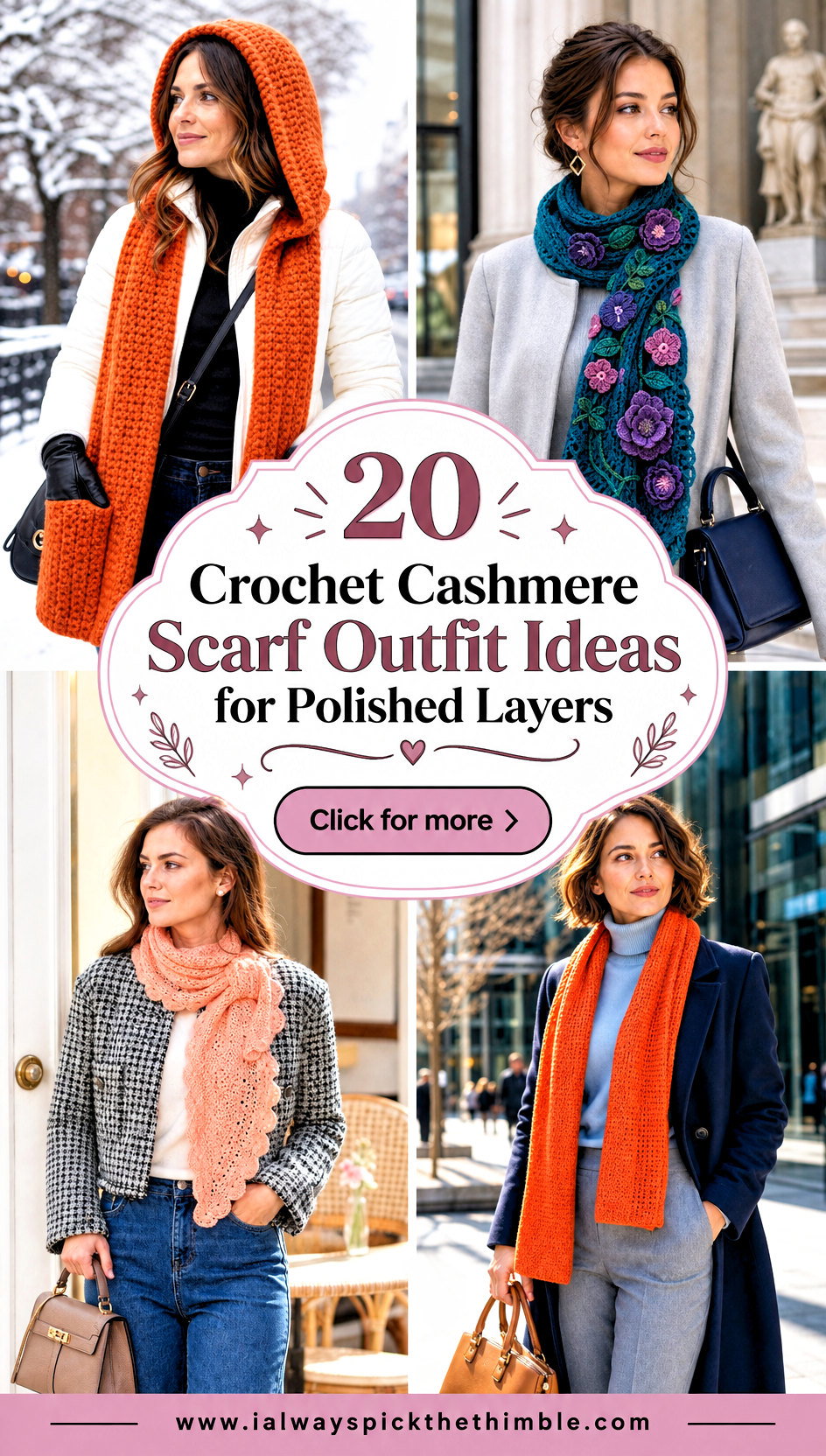 20 Crochet Cashmere Scarf Outfit Ideas for Polished Layers - 20 Crochet Cashmere Scarf Outfit Ideas for Polished Layers