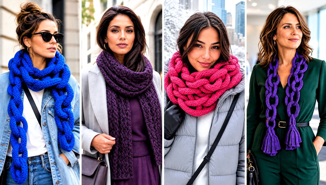 20 Crochet Chain Link Scarf Outfit Ideas for City Style