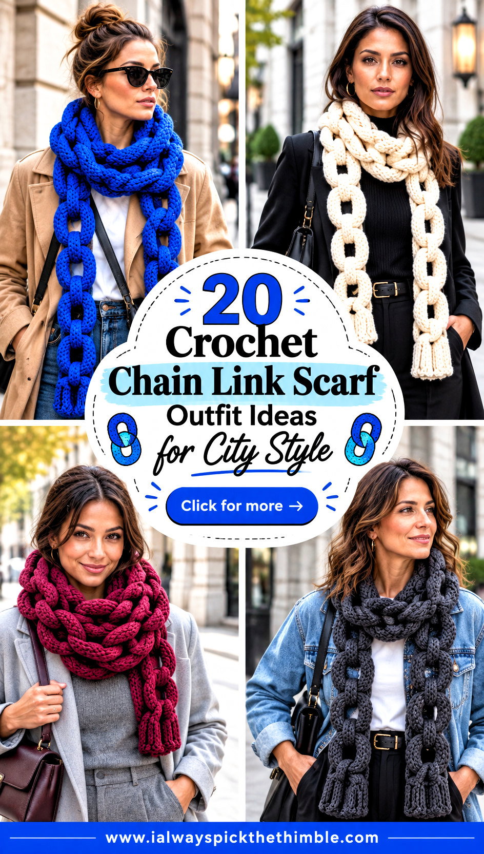20 Crochet Chain Link Scarf Outfit Ideas for City Style - 20 Crochet Chain Link Scarf Outfit Ideas for City Style