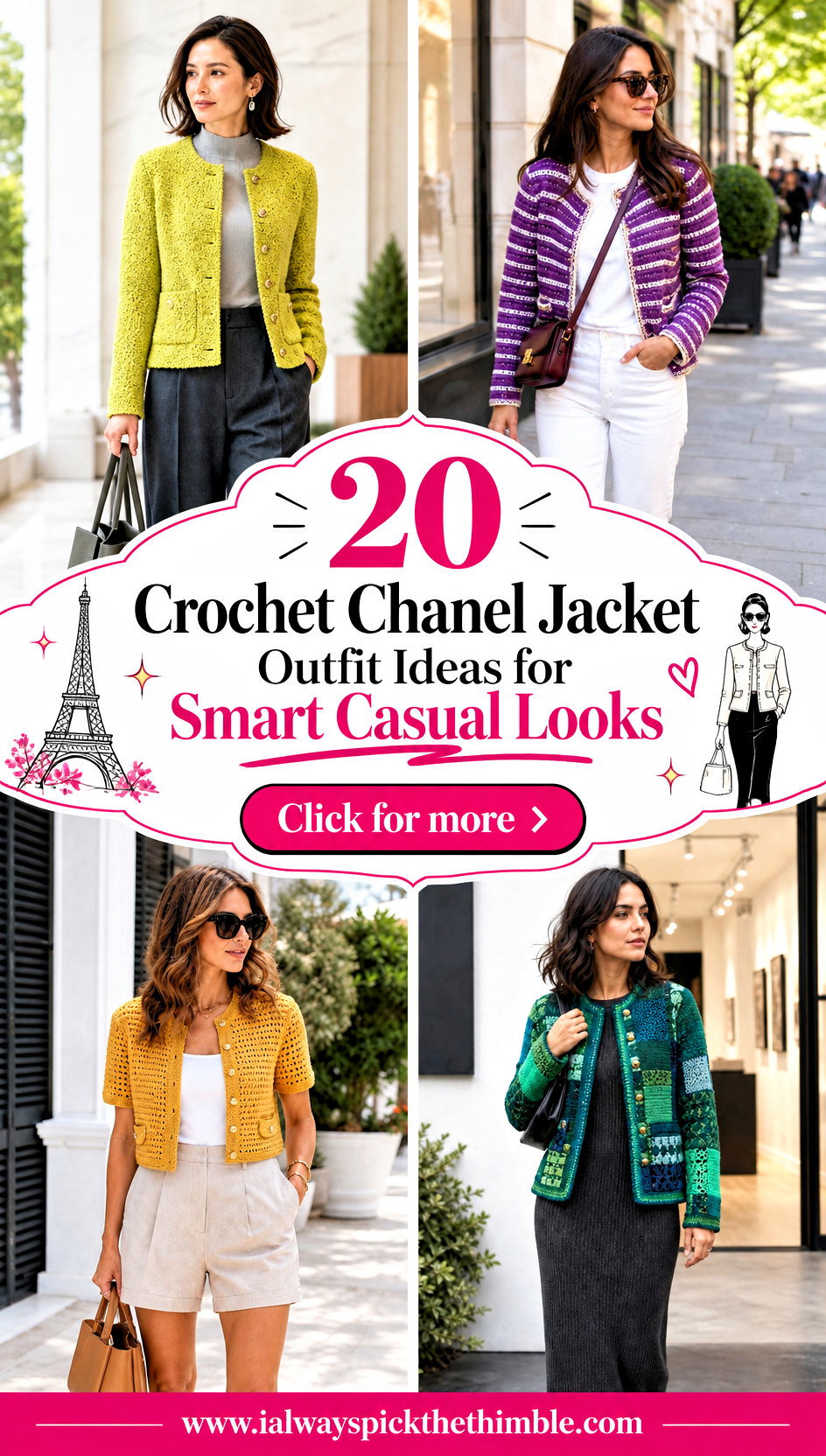 20 Crochet Chanel Jacket Outfit Ideas for Smart Casual Looks - 20 Crochet Chanel Jacket Outfit Ideas for Smart Casual Looks