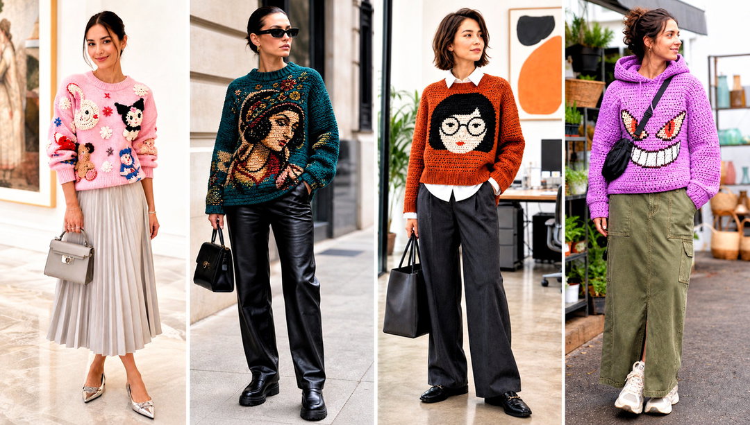 20 Crochet Character Sweater Outfit Ideas for Cozy Days