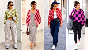 20 Crochet Checker Sweater Outfit Ideas with Denim