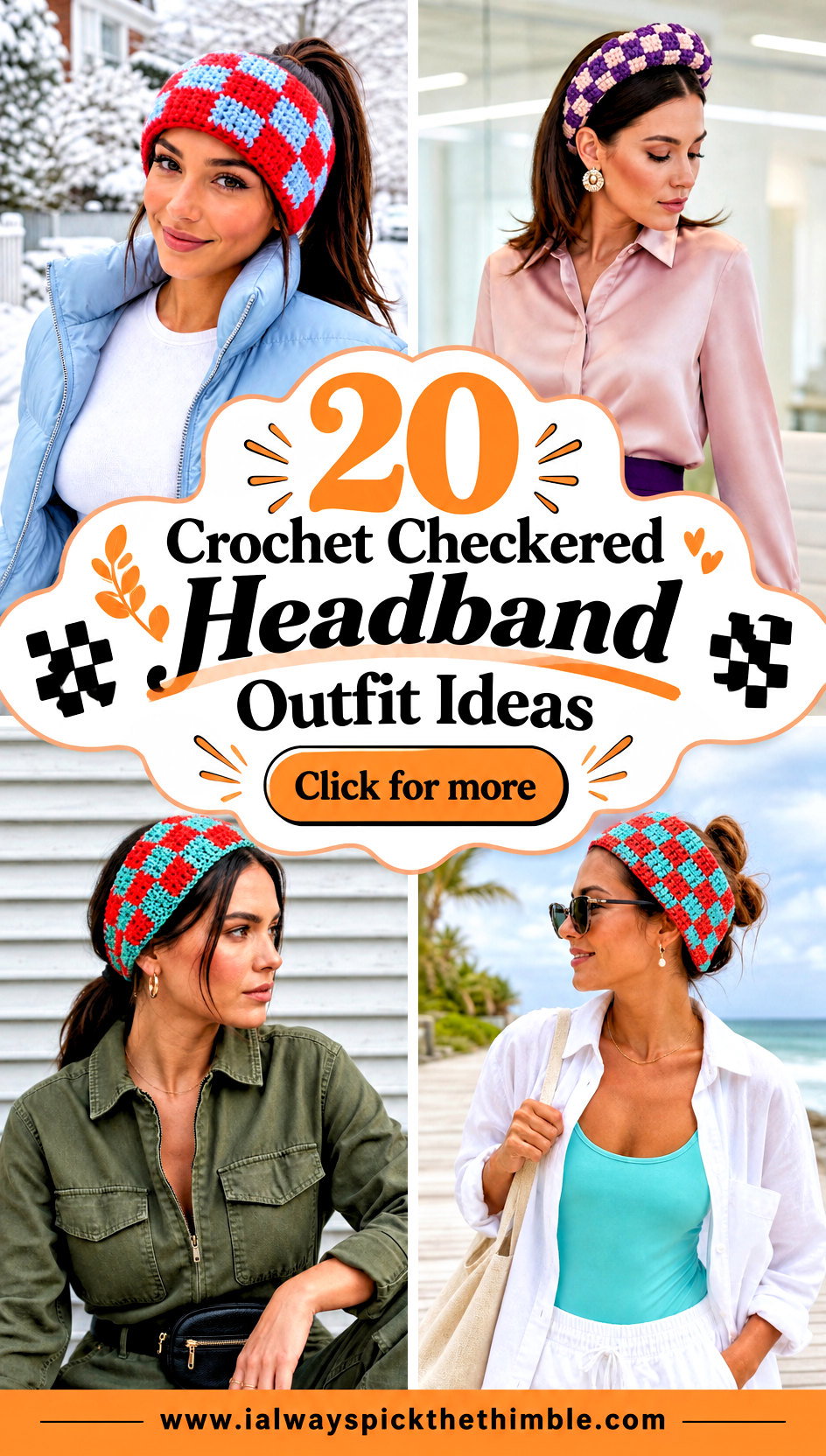 20 Crochet Checkered Headband Outfit Ideas for Fall Walks - 20 Crochet Checkered Headband Outfit Ideas for Fall Walks