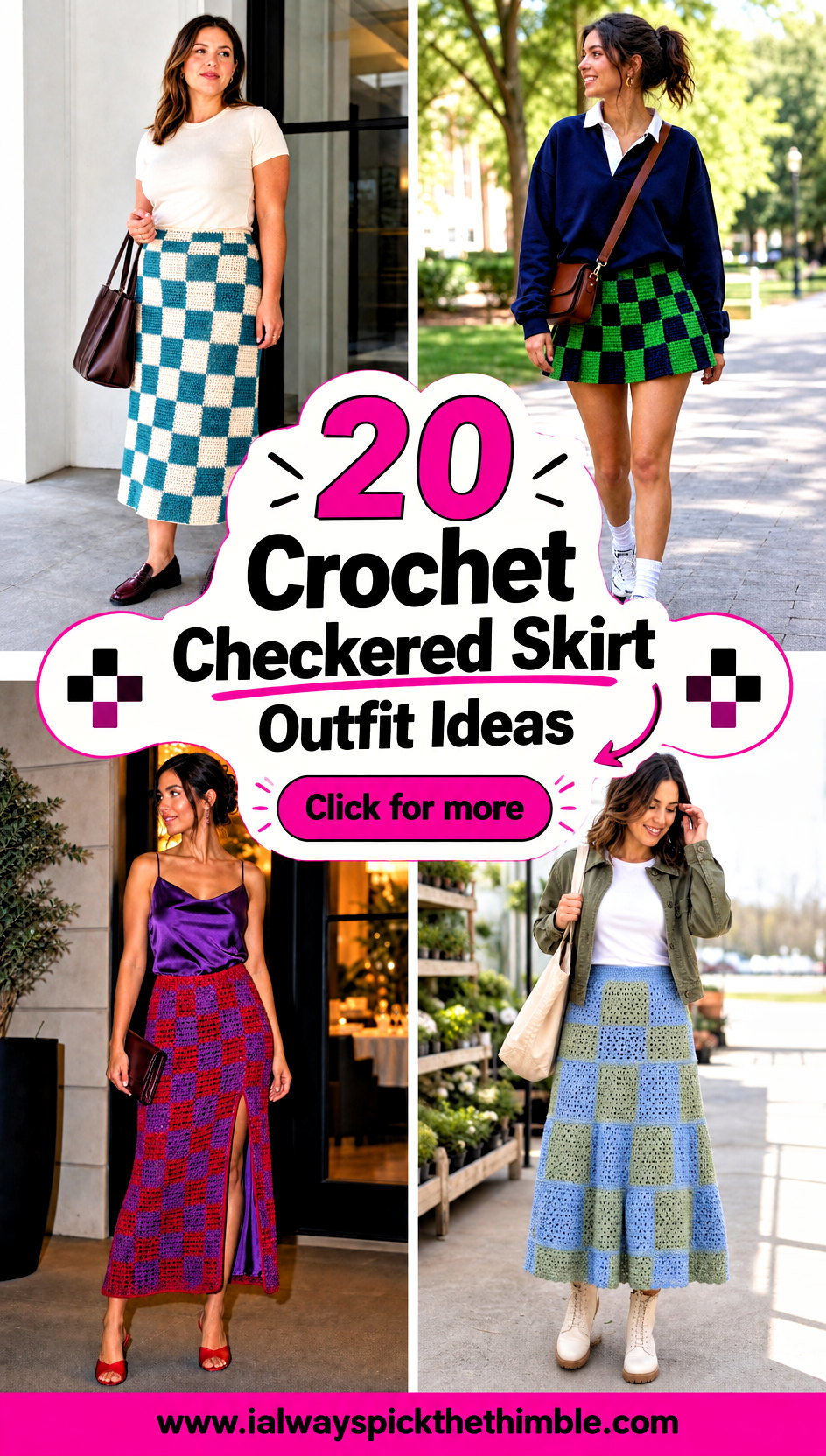 20 Crochet Checkered Skirt Outfit Ideas for Weekend Plans - 20 Crochet Checkered Skirt Outfit Ideas for Weekend Plans