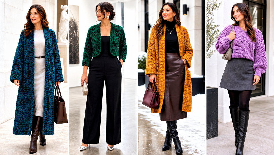 20 Crochet Chenille Cardigan Outfit Ideas for Chilly Days