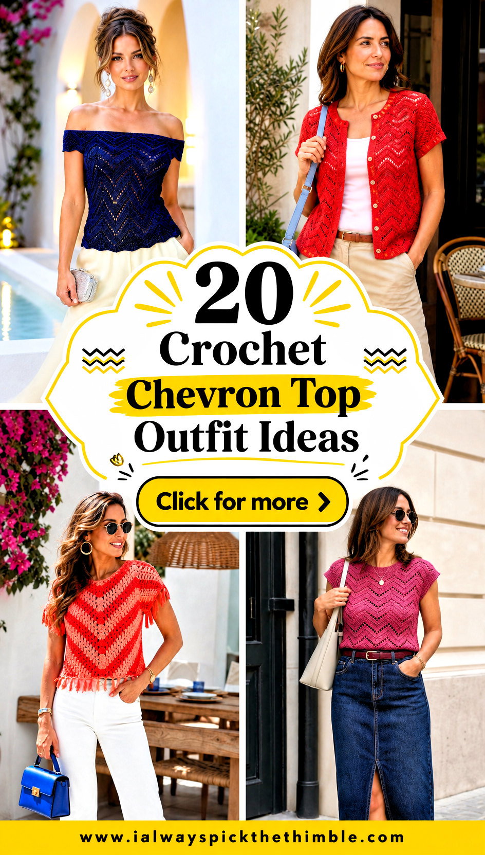 20 Crochet Chevron Top Outfit Ideas for Sunny Afternoons - 20 Crochet Chevron Top Outfit Ideas for Sunny Afternoons
