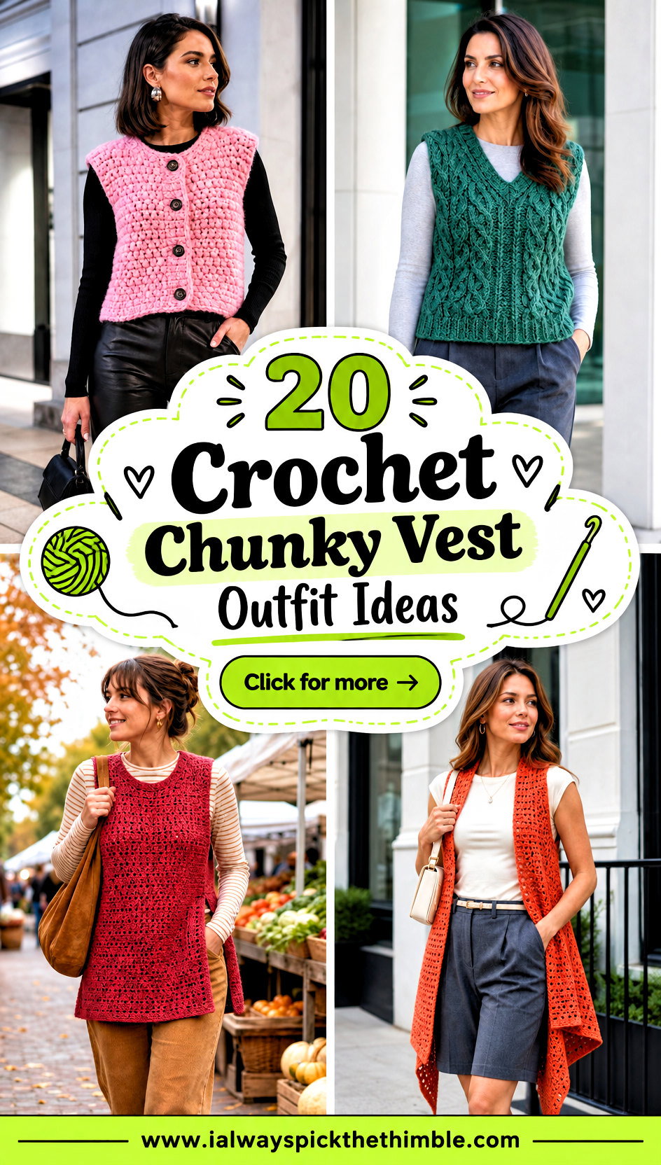 20 Crochet Chunky Vest Outfit Ideas for Easy Weekend Wear - 20 Crochet Chunky Vest Outfit Ideas for Easy Weekend Wear