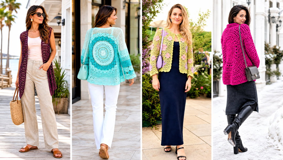 20 Crochet Circle Cardigan Outfit Ideas for Light Layers