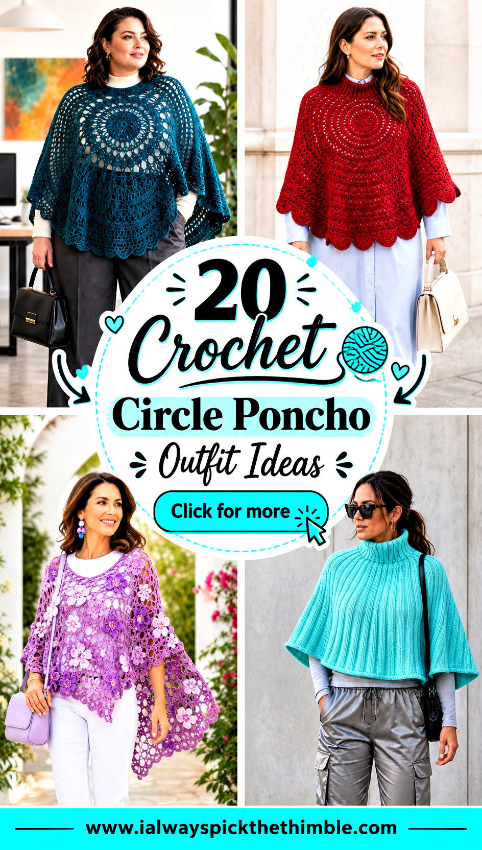 20 Crochet Circle Poncho Outfit Ideas for Breezy Evenings - 20 Crochet Circle Poncho Outfit Ideas for Breezy Evenings