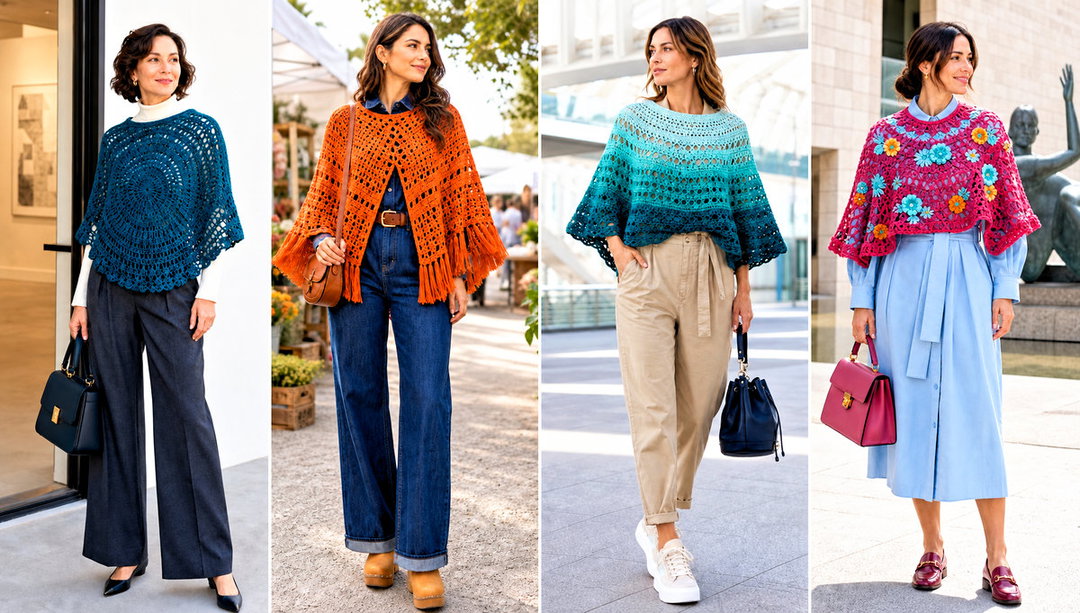 20 Crochet Circular Poncho Outfit Ideas for Cozy Outings