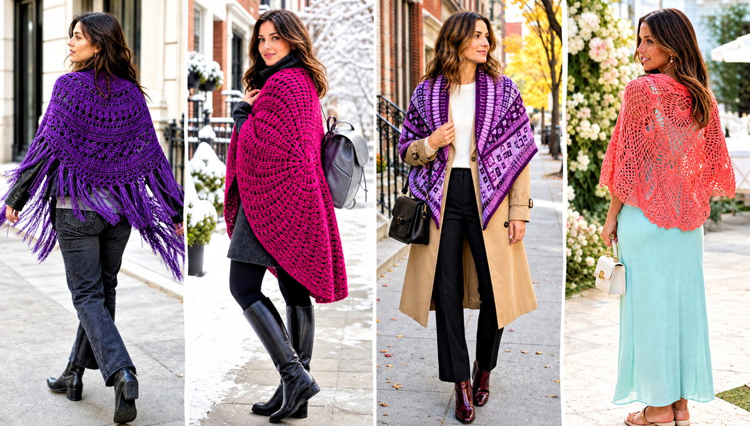 20 Crochet Circular Shawl Outfit Ideas for Dressy Layering