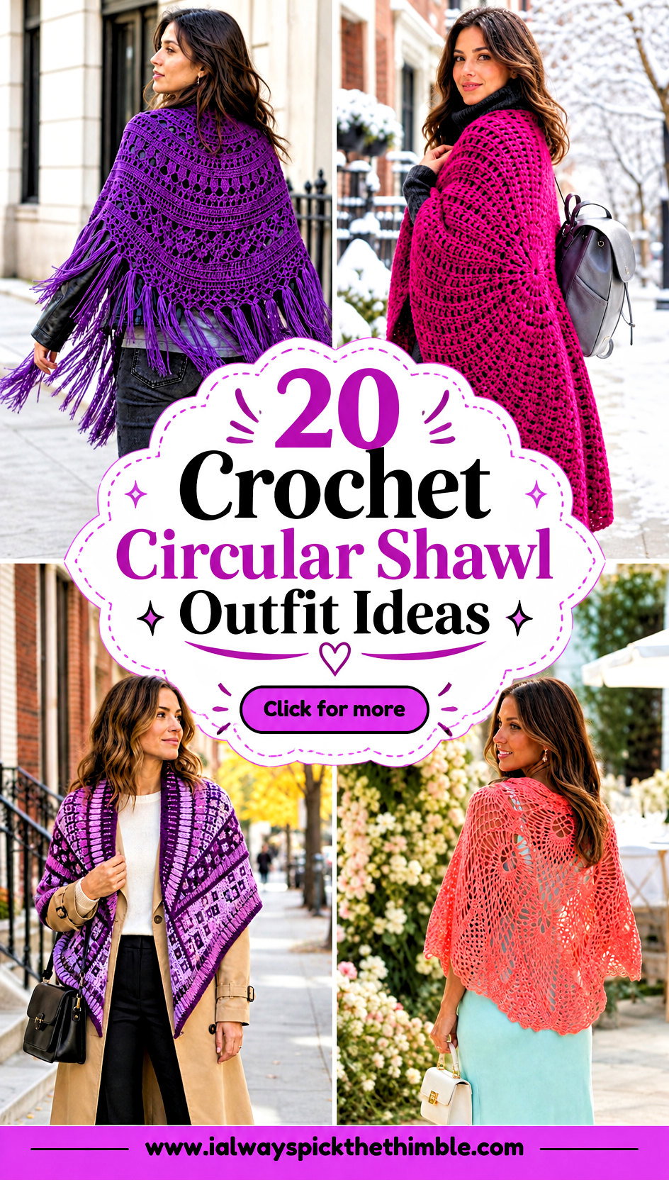20 Crochet Circular Shawl Outfit Ideas for Dressy Layering - 20 Crochet Circular Shawl Outfit Ideas for Dressy Layering
