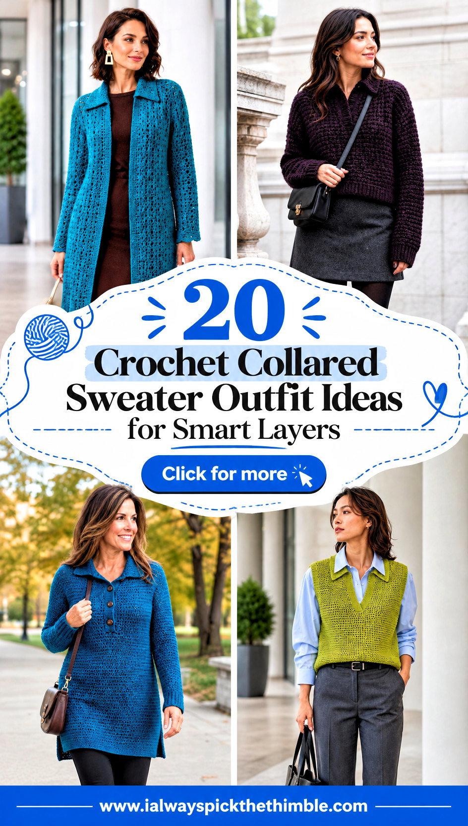 20 Crochet Collared Sweater Outfit Ideas for Smart Layers - 20 Crochet Collared Sweater Outfit Ideas for Smart Layers