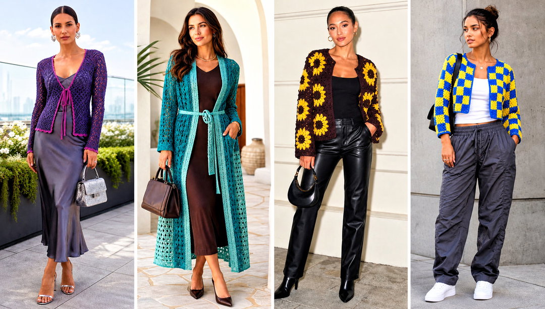 20 Crochet Colourful Cardigan Outfit Ideas for Grey Days