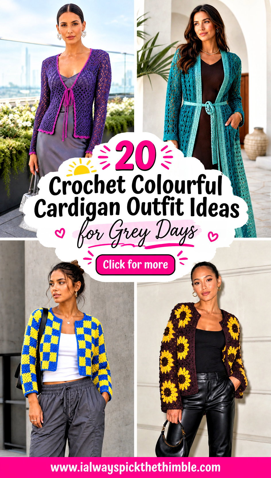 20 Crochet Colourful Cardigan Outfit Ideas for Grey Days - 20 Crochet Colourful Cardigan Outfit Ideas for Grey Days