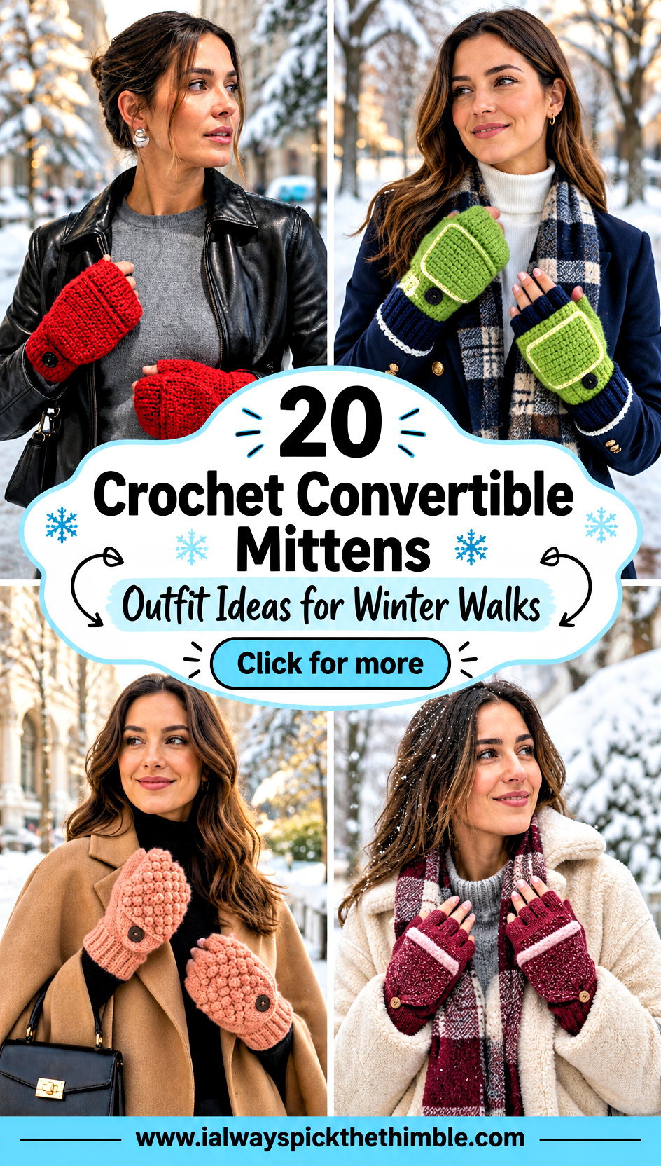 20 Crochet Convertible Mittens Outfit Ideas for Winter Walks - 20 Crochet Convertible Mittens Outfit Ideas for Winter Walks