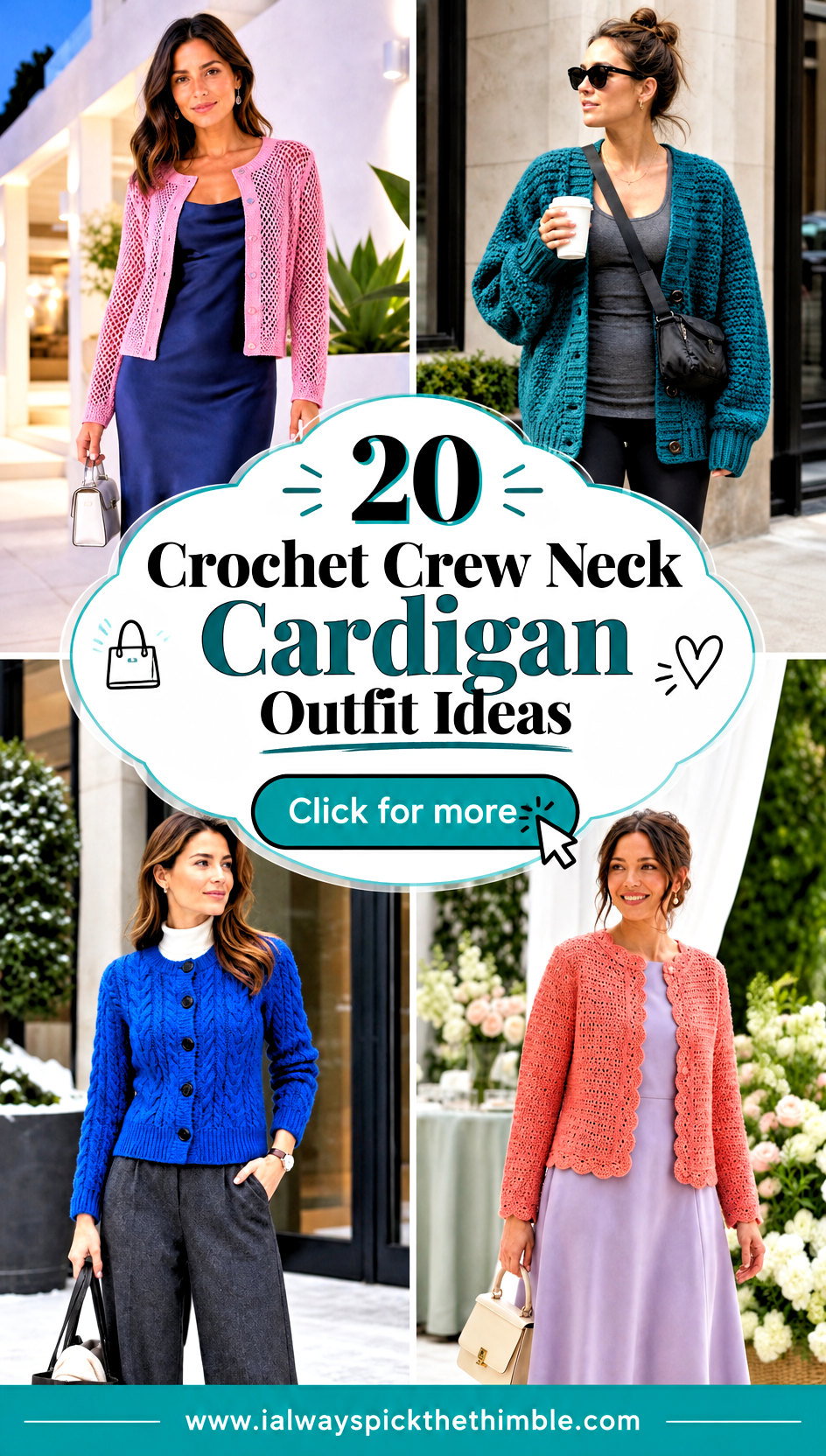 20 Crochet Crew Neck Cardigan Outfit Ideas for Workdays - 20 Crochet Crew Neck Cardigan Outfit Ideas for Workdays