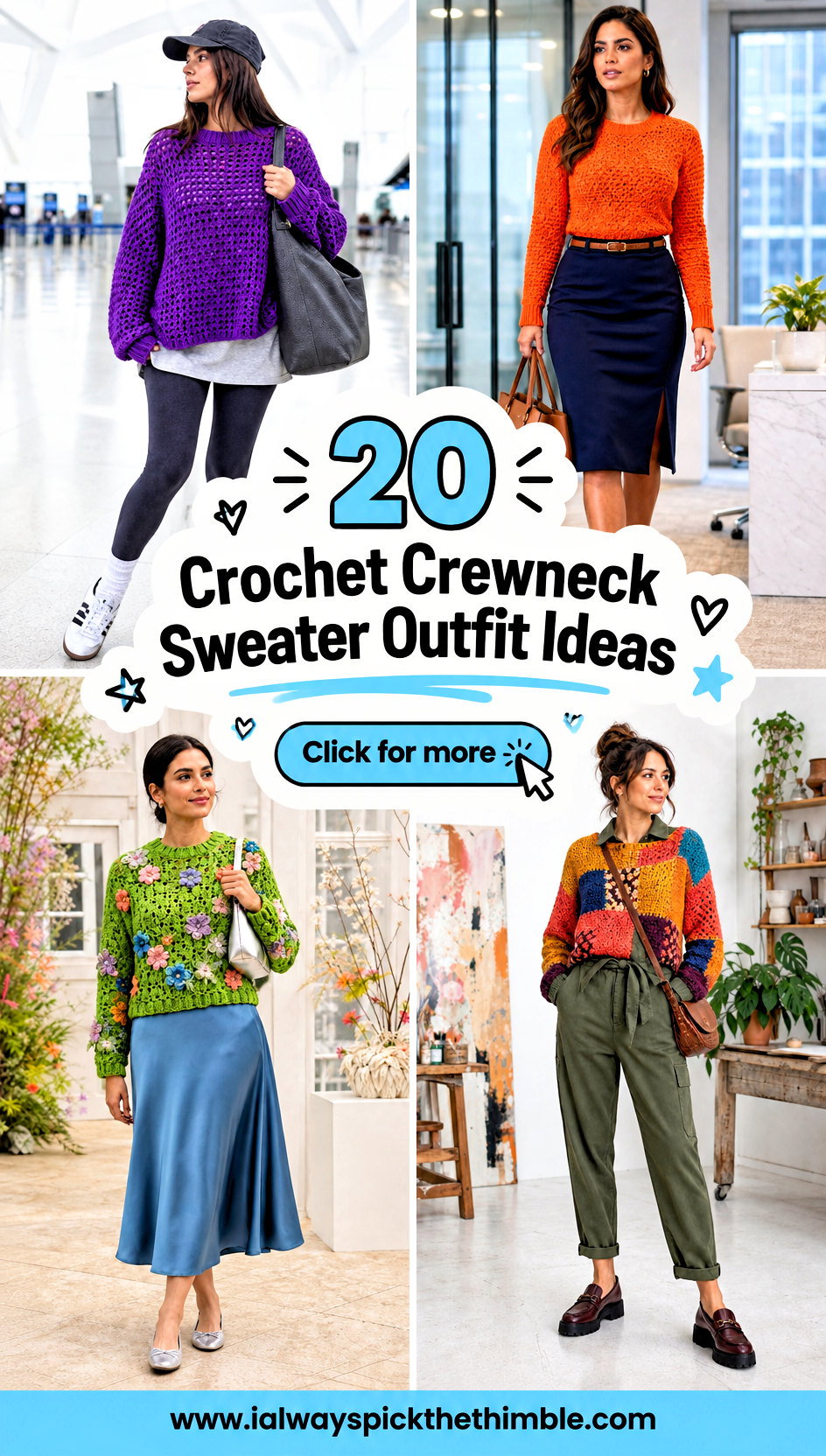 20 Crochet Crewneck Sweater Outfit Ideas for Casual Days - 20 Crochet Crewneck Sweater Outfit Ideas for Casual Days