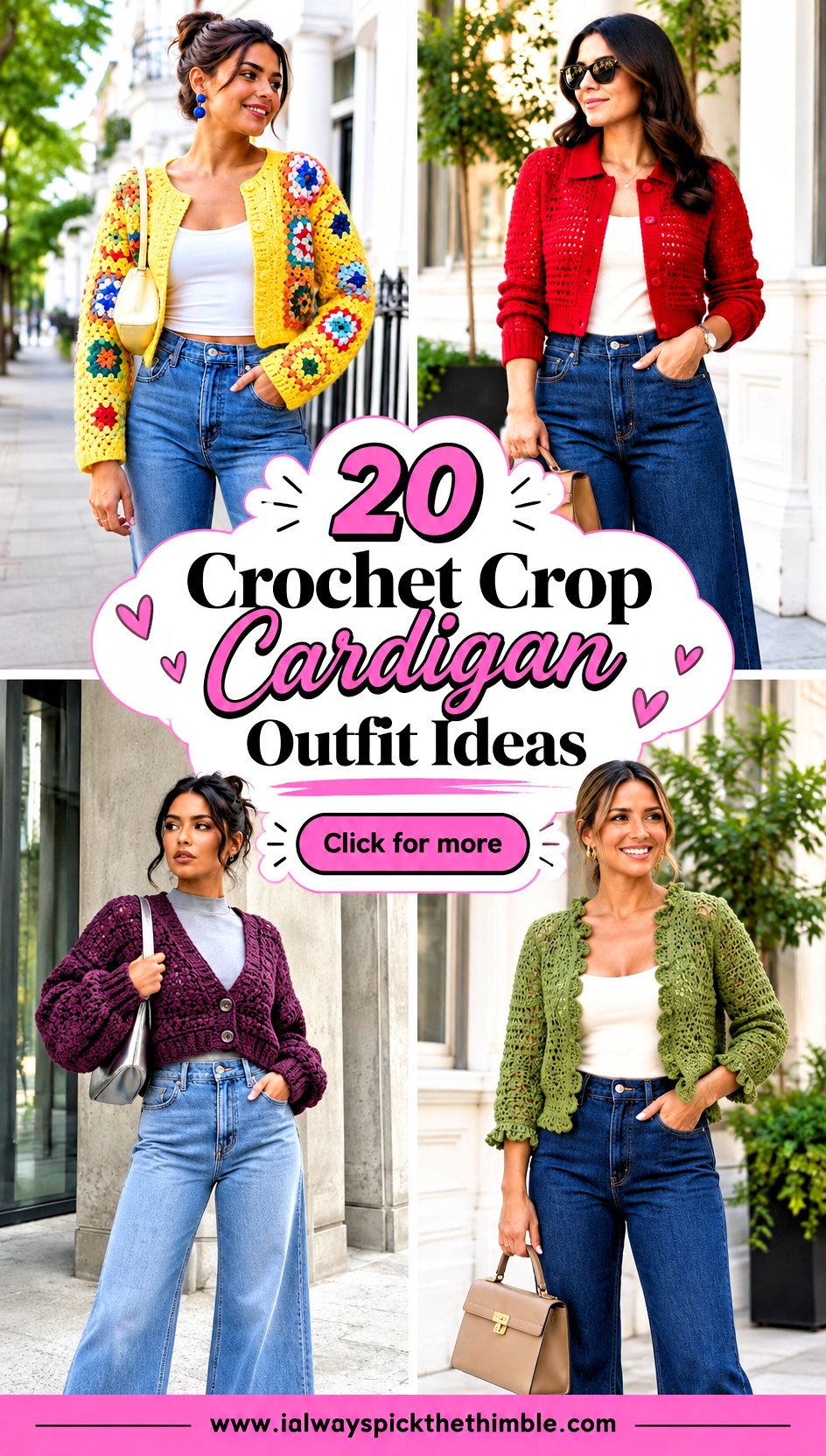 20 Crochet Crop Cardigan Outfit Ideas for High-Waist Jeans - 20 Crochet Crop Cardigan Outfit Ideas for High-Waist Jeans