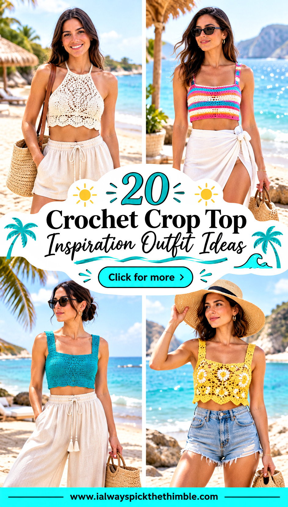 20 Crochet Crop Top Inspiration Outfit Ideas for Beach Days - 20 Crochet Crop Top Inspiration Outfit Ideas for Beach Days