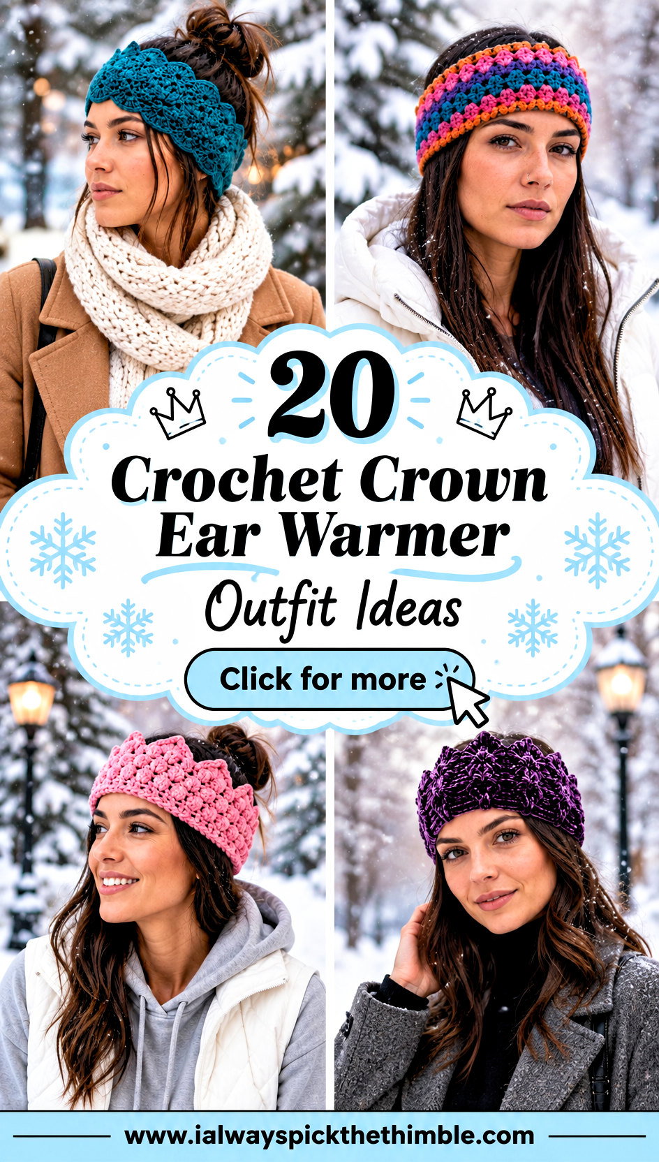 20 Crochet Crown Ear Warmer Outfit Ideas for Snowy Days - 20 Crochet Crown Ear Warmer Outfit Ideas for Snowy Days