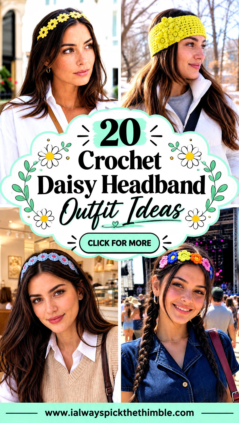 20 Crochet Daisy Headband Outfit Ideas for Spring Picnics - 20 Crochet Daisy Headband Outfit Ideas for Spring Picnics