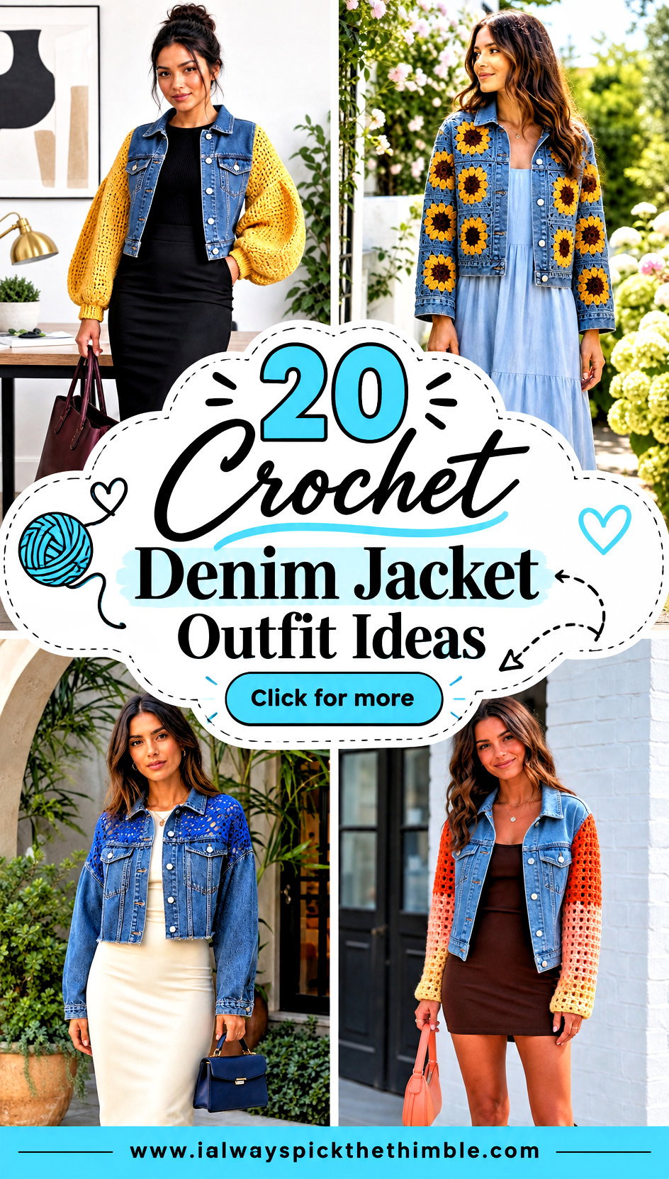20 Crochet Denim Jacket Outfit Ideas for Casual Layering - 20 Crochet Denim Jacket Outfit Ideas for Casual Layering