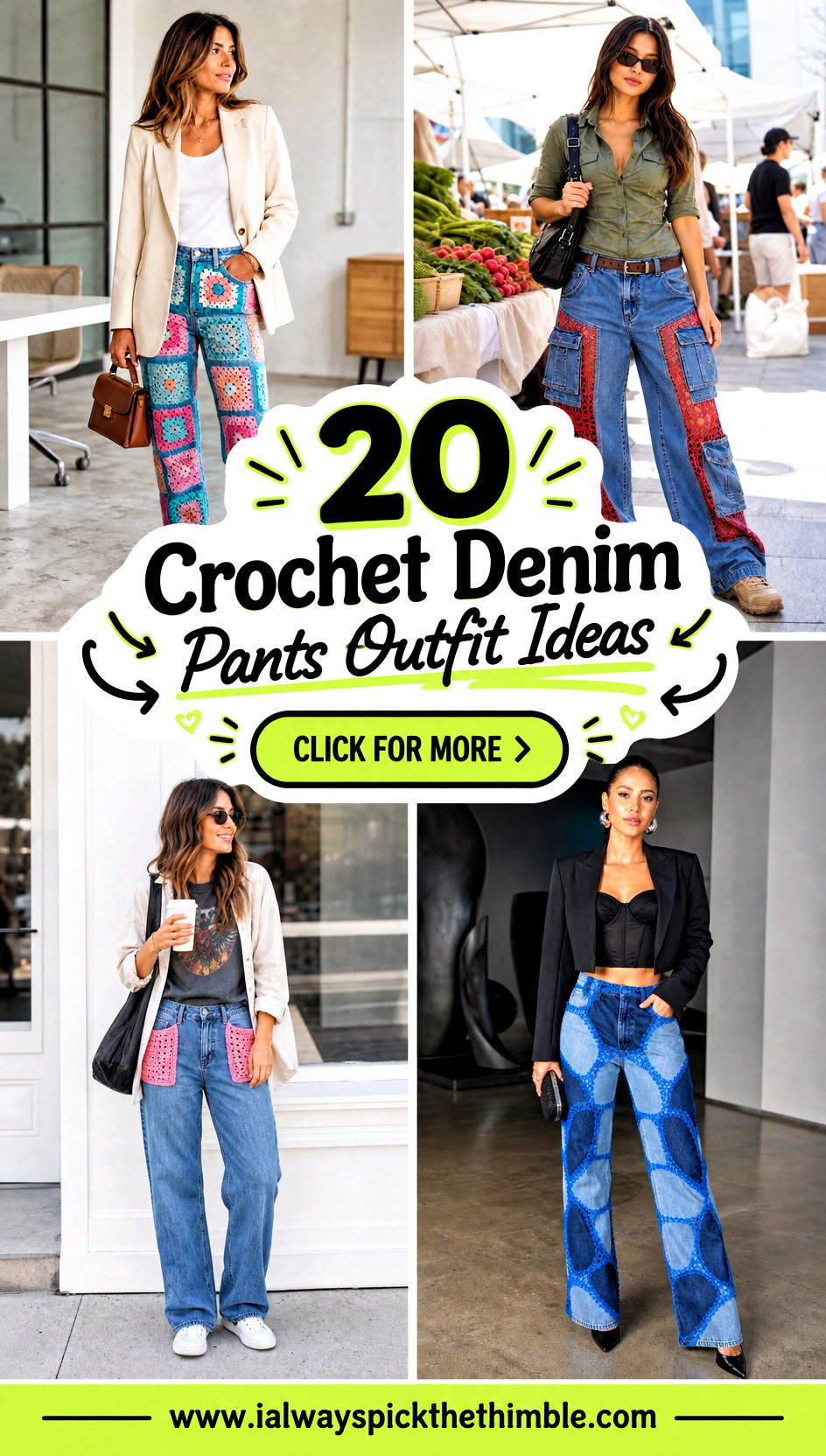 20 Crochet Denim Pants Outfit Ideas for Everyday Streetwear - 20 Crochet Denim Pants Outfit Ideas for Everyday Streetwear