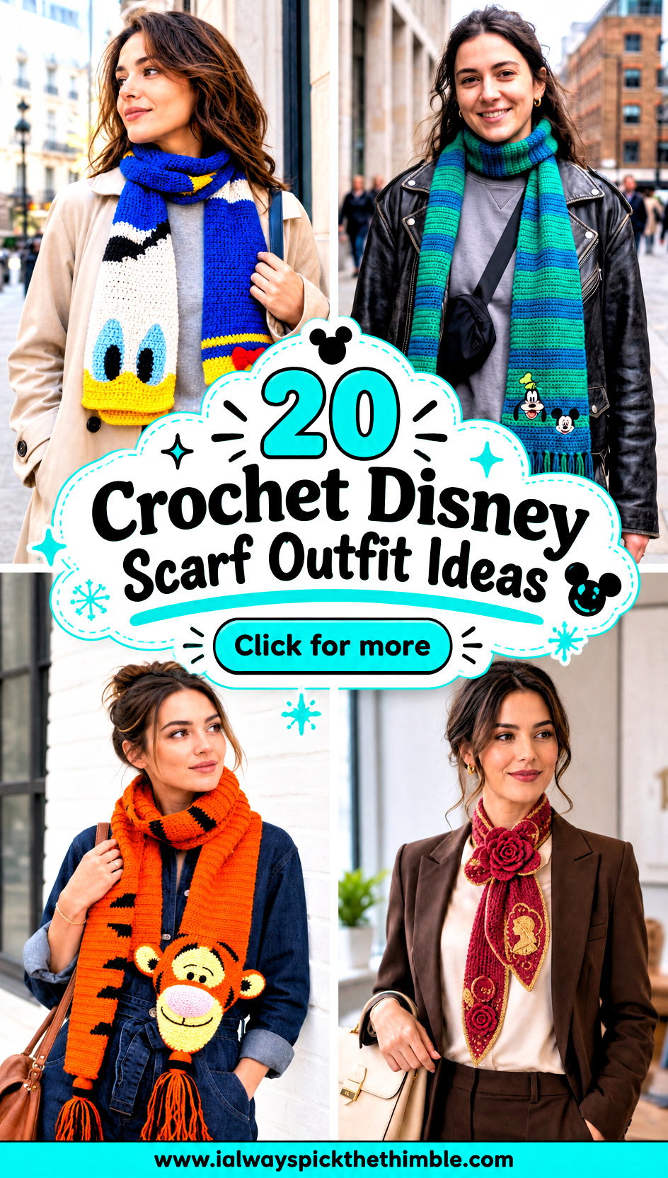 20 Crochet Disney Scarf Outfit Ideas for Cozy Winter Style - 20 Crochet Disney Scarf Outfit Ideas for Cozy Winter Style