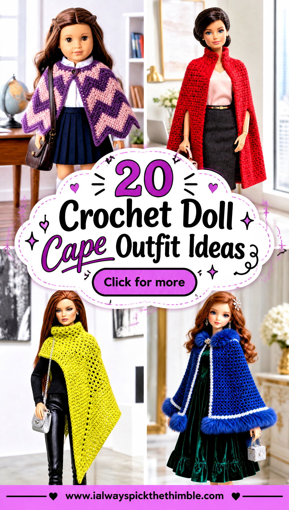 20 Crochet Doll Cape Outfit Ideas for Storybook Dress-Up - 20 Crochet Doll Cape Outfit Ideas for Storybook Dress-Up