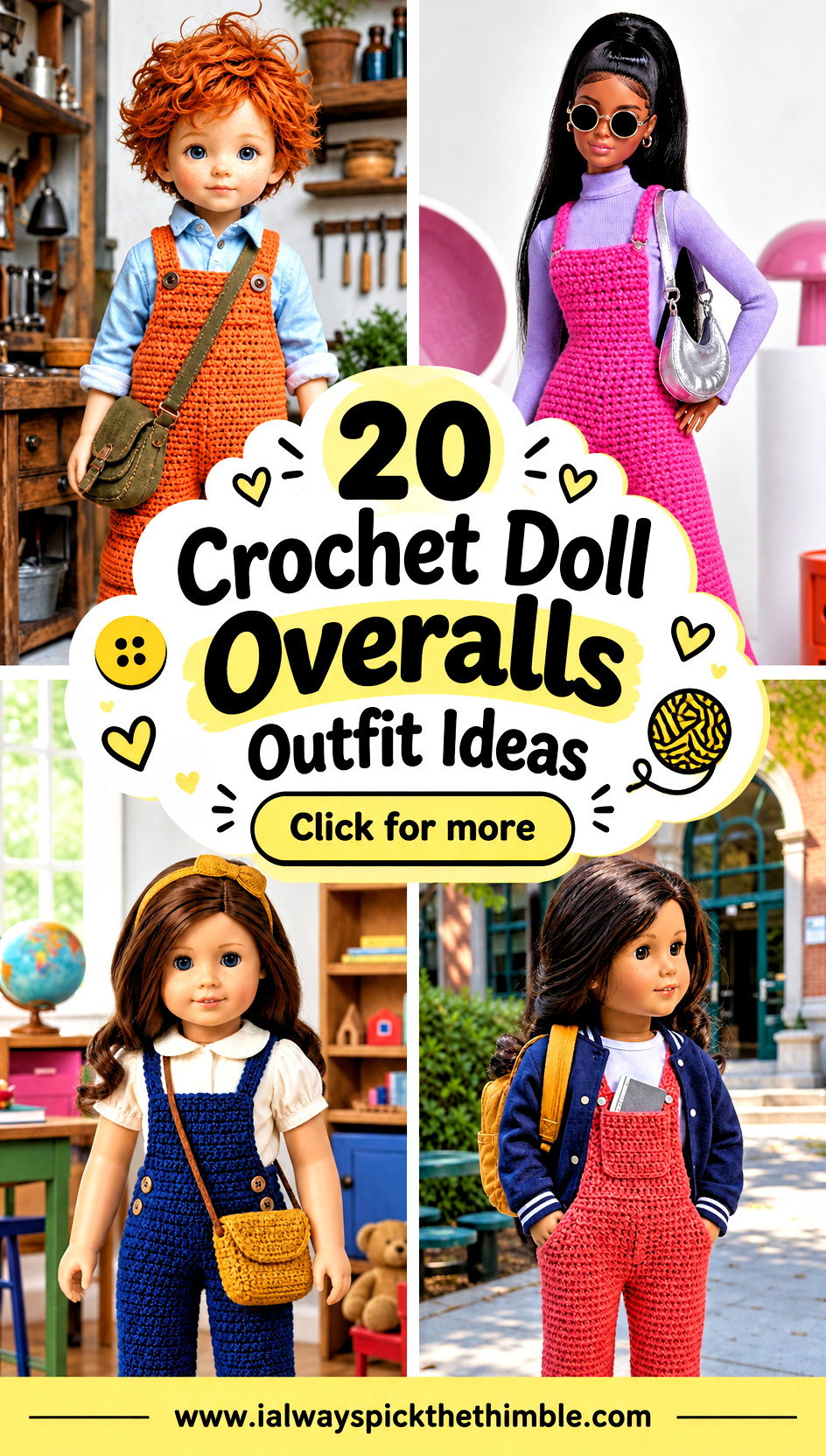 20 Crochet Doll Overalls Outfit Ideas for Playtime Looks - 20 Crochet Doll Overalls Outfit Ideas for Playtime Looks