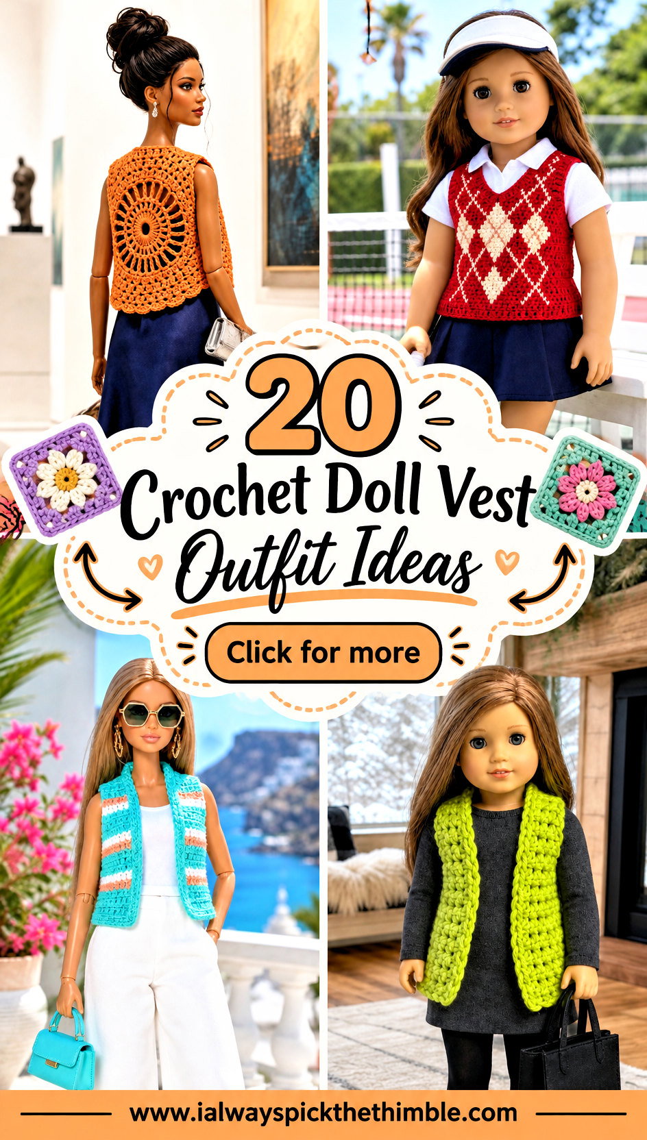 20 Crochet Doll Vest Outfit Ideas for Mix-and-Match Sets - 20 Crochet Doll Vest Outfit Ideas for Mix-and-Match Sets