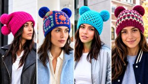20 Crochet Double Pom Pom Hat Outfit Ideas for Snow Days