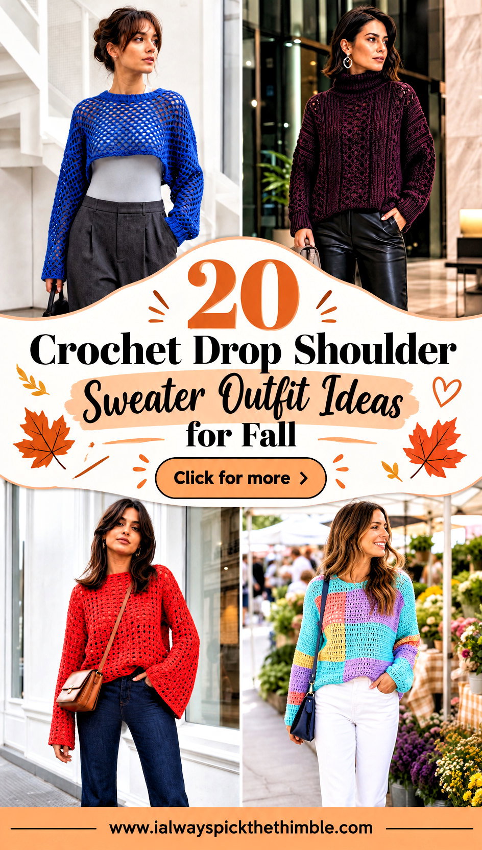 20 Crochet Drop Shoulder Sweater Outfit Ideas for Fall - 20 Crochet Drop Shoulder Sweater Outfit Ideas for Fall