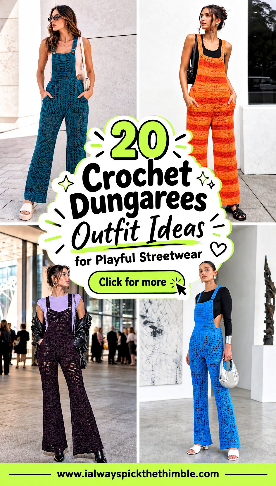20 Crochet Dungarees Outfit Ideas for Playful Streetwear - 20 Crochet Dungarees Outfit Ideas for Playful Streetwear