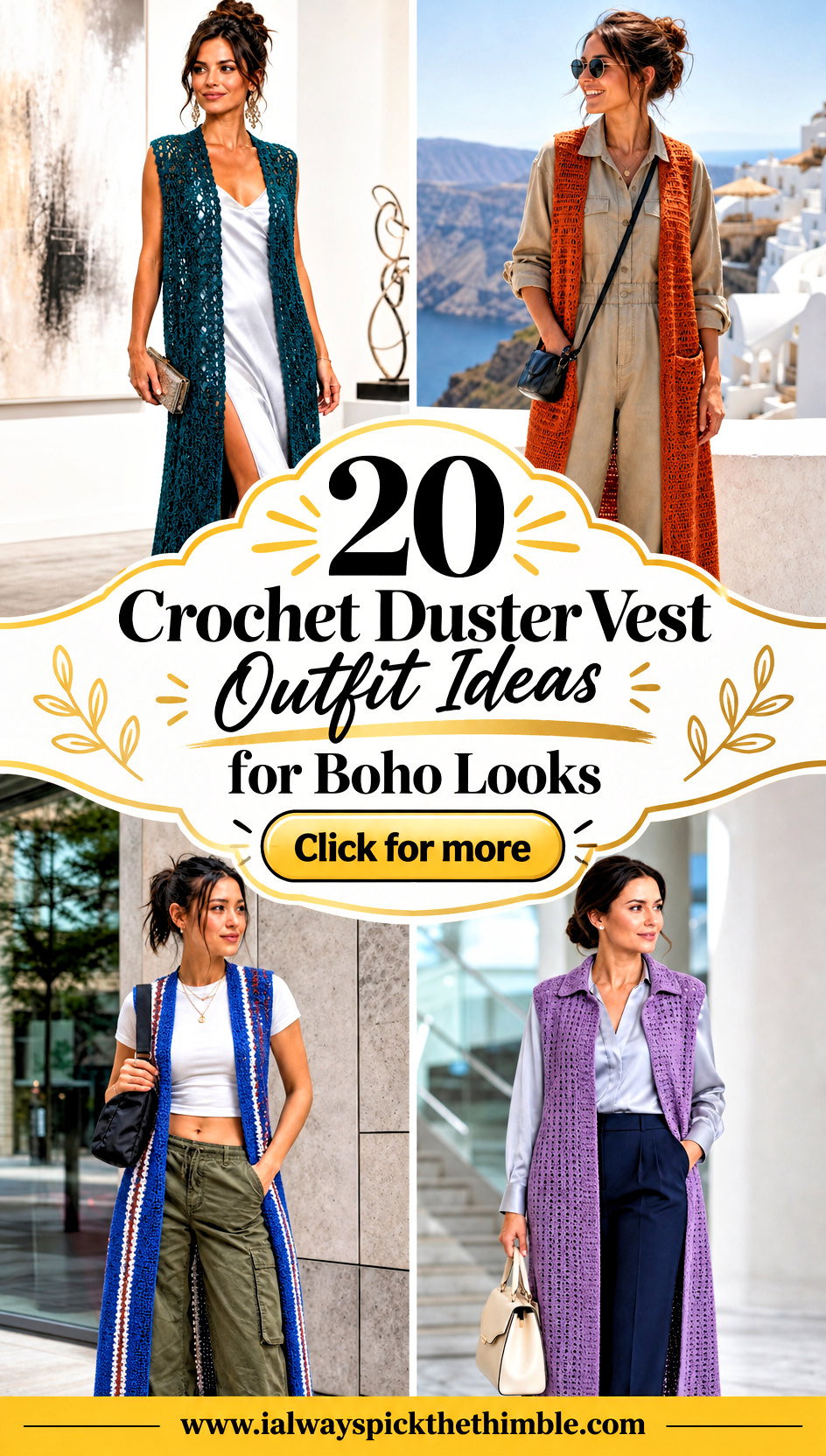 20 Crochet Duster Vest Outfit Ideas for Boho Looks - 20 Crochet Duster Vest Outfit Ideas for Boho Looks