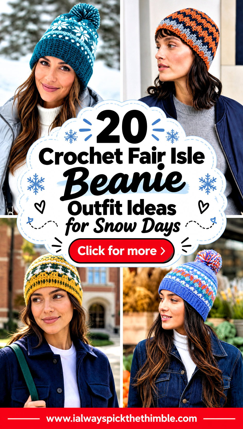 20 Crochet Fair Isle Beanie Outfit Ideas for Snow Days - 20 Crochet Fair Isle Beanie Outfit Ideas for Snow Days