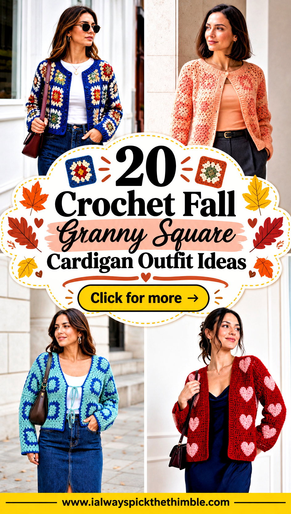 20 Crochet Fall Granny Square Cardigan Outfit Ideas - 20 Crochet Fall Granny Square Cardigan Outfit Ideas
