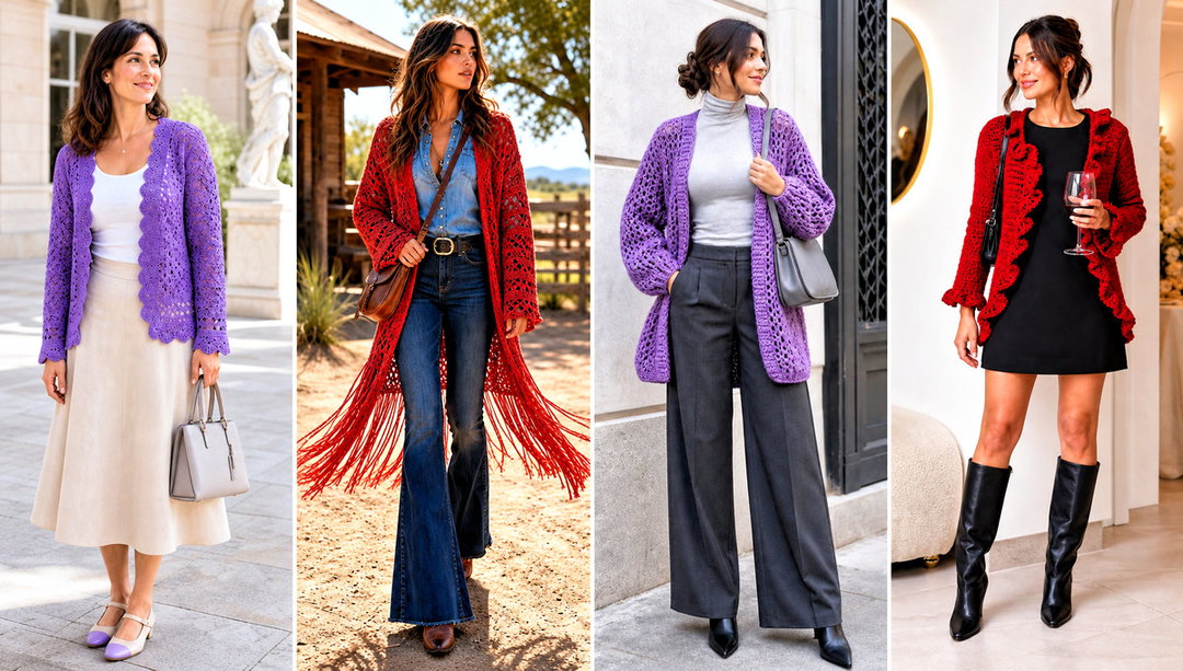 20 Crochet Fancy Cardigan Outfit Ideas for Dressy Dinners