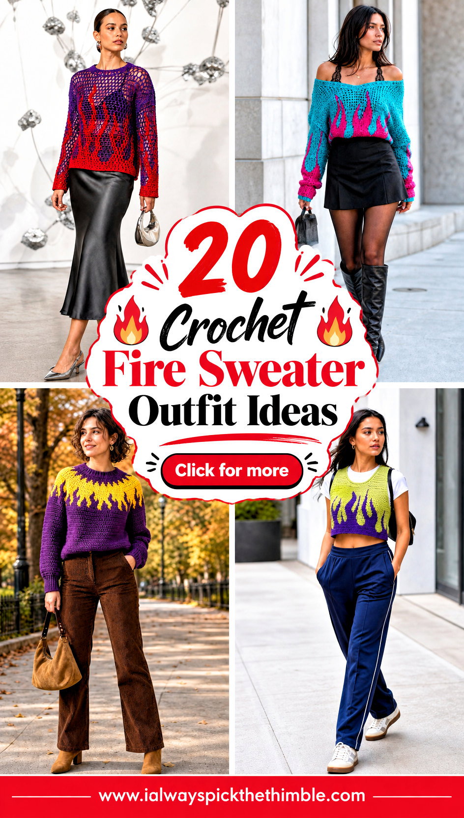 20 Crochet Fire Sweater Outfit Ideas for Bold Streetwear - 20 Crochet Fire Sweater Outfit Ideas for Bold Streetwear